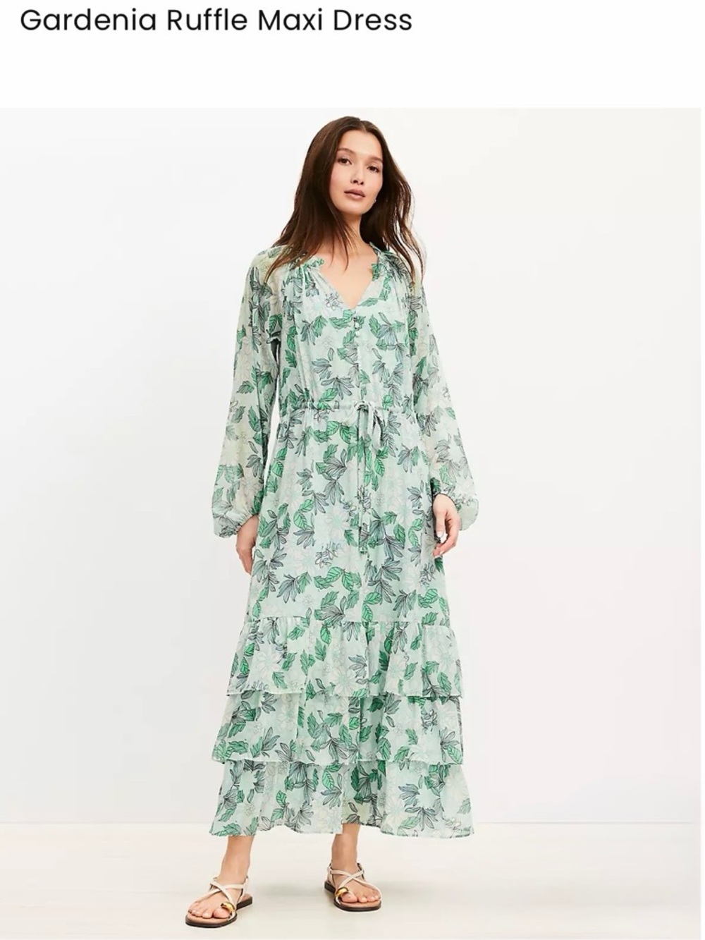 Loft Gardenia Ruffle Maxi Dress